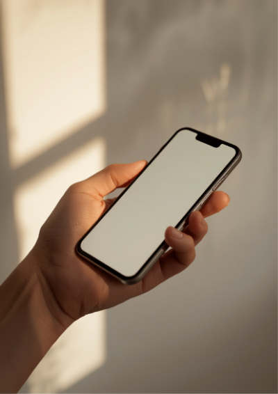 hand holding smartphone reviewing a message before sending