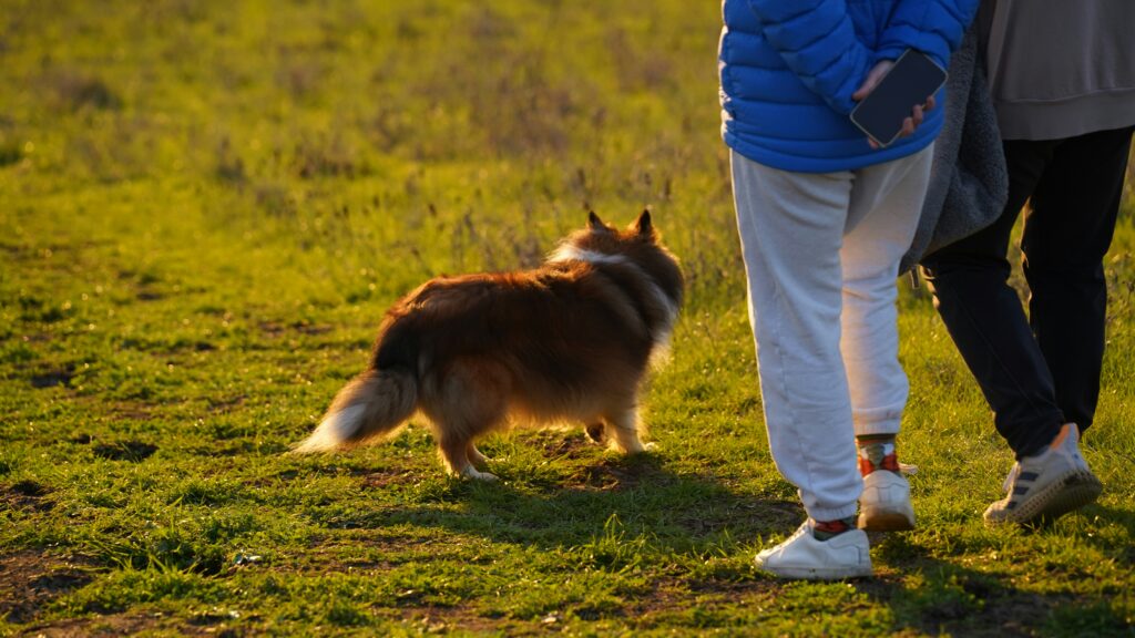 Person walking outdoors in casual clothing
