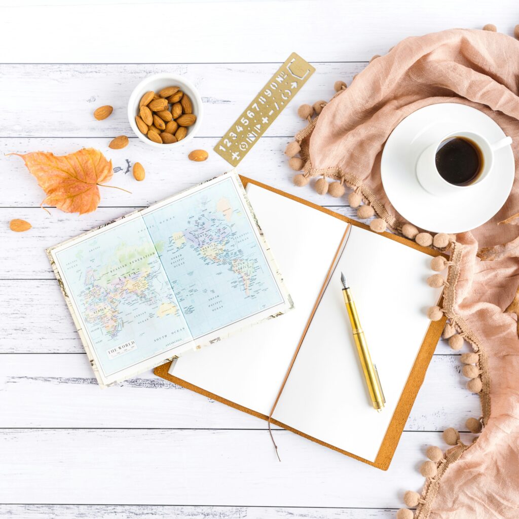 Planning a trip using a laptop and travel app